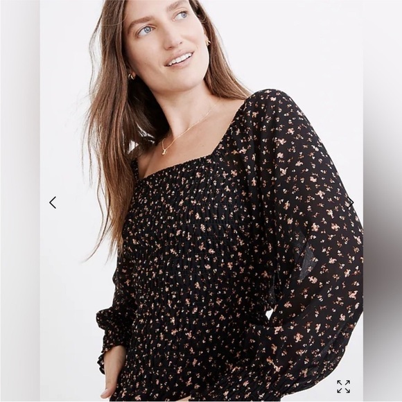 Madewell Georgette Lucie Bubble-Sleeve Smocked
Top in Stem Scatter Sz 2 - Picture 1 of 8
